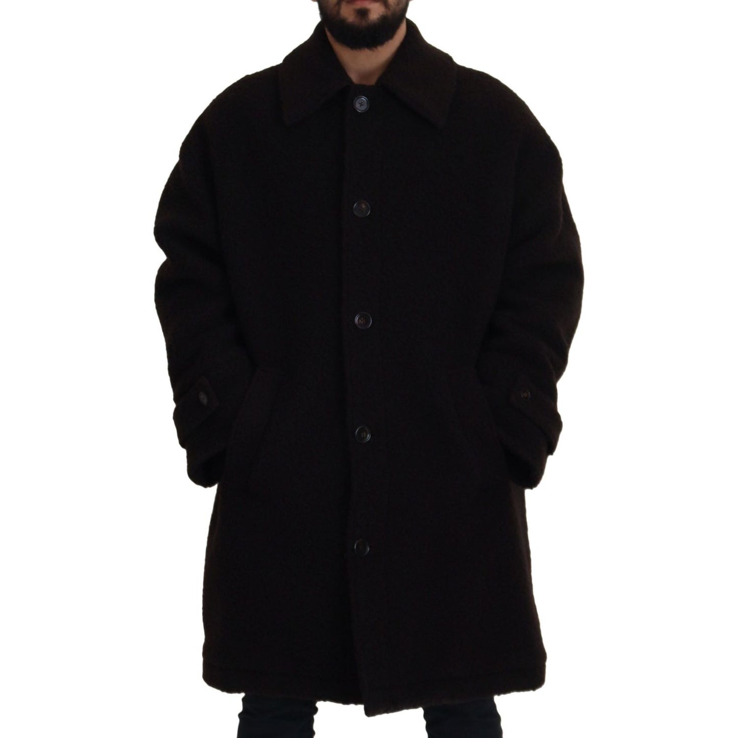 Dolce & Gabbana Black Alpaca Button Down Trench Coat Jacket Dolce & Gabbana