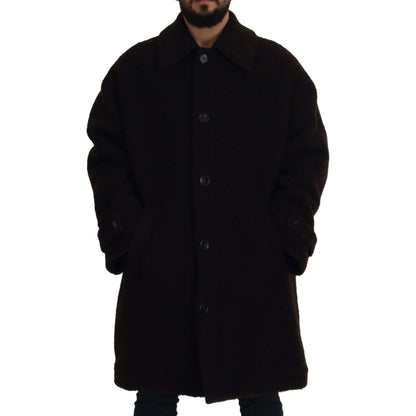 Dolce & Gabbana Black Alpaca Button Down Trench Coat Jacket Dolce & Gabbana