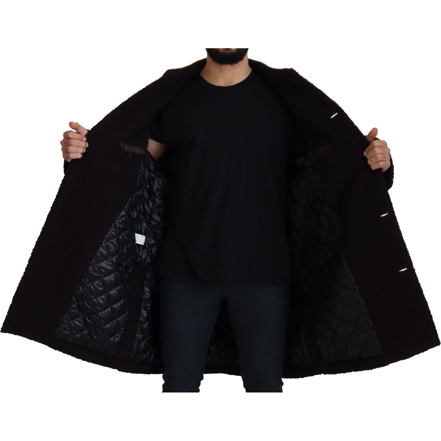 Dolce & Gabbana Black Alpaca Button Down Trench Coat Jacket Dolce & Gabbana