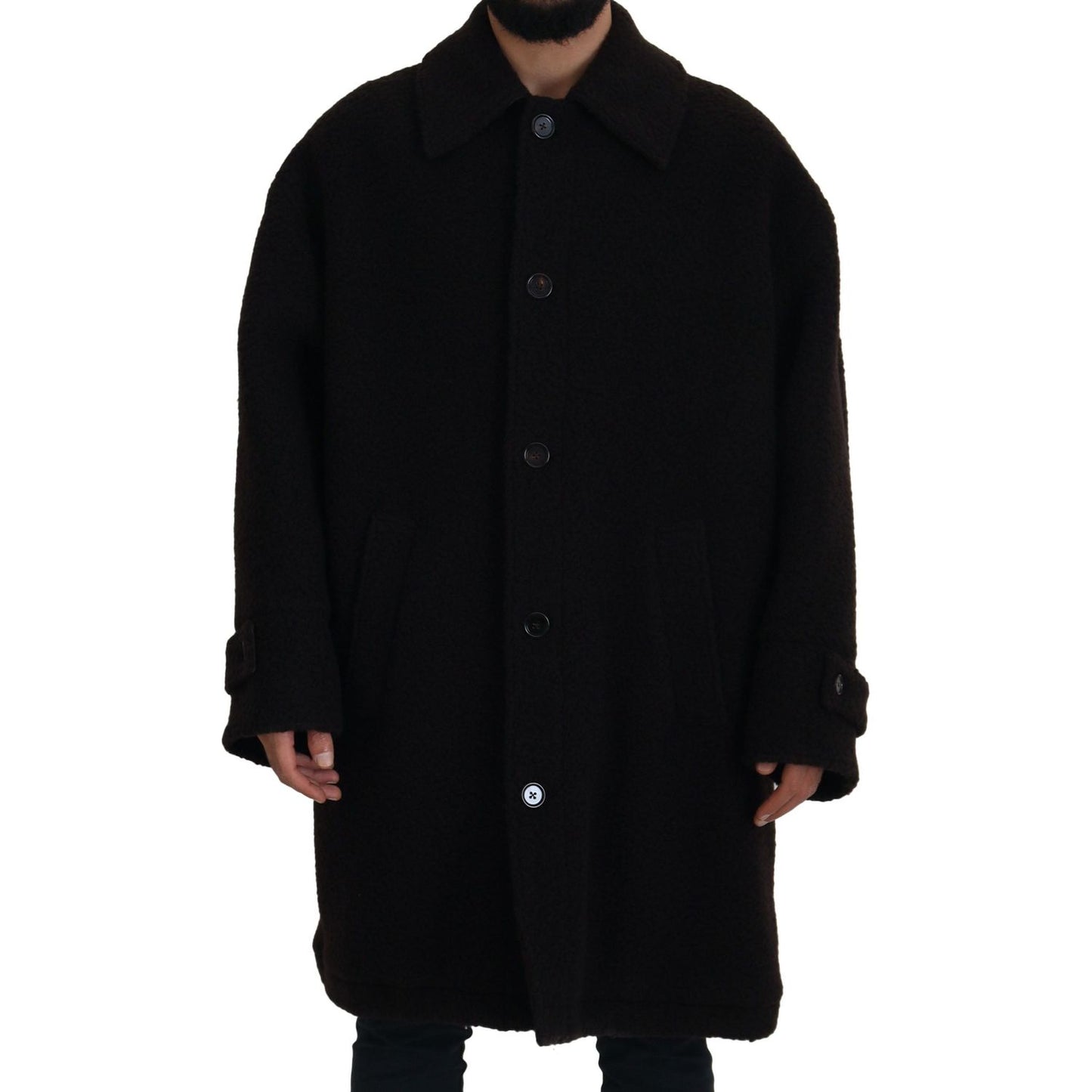 Dolce & Gabbana Black Alpaca Button Down Trench Coat Jacket Dolce & Gabbana