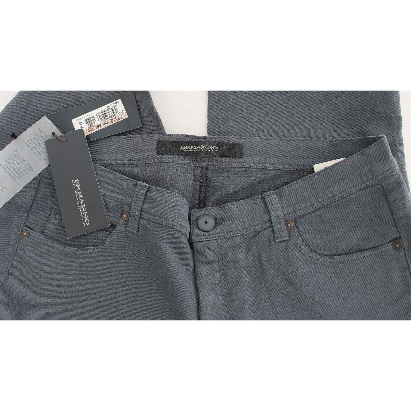Ermanno Scervino Blue Cotton Blend Slim Fit Bootcut Jeans