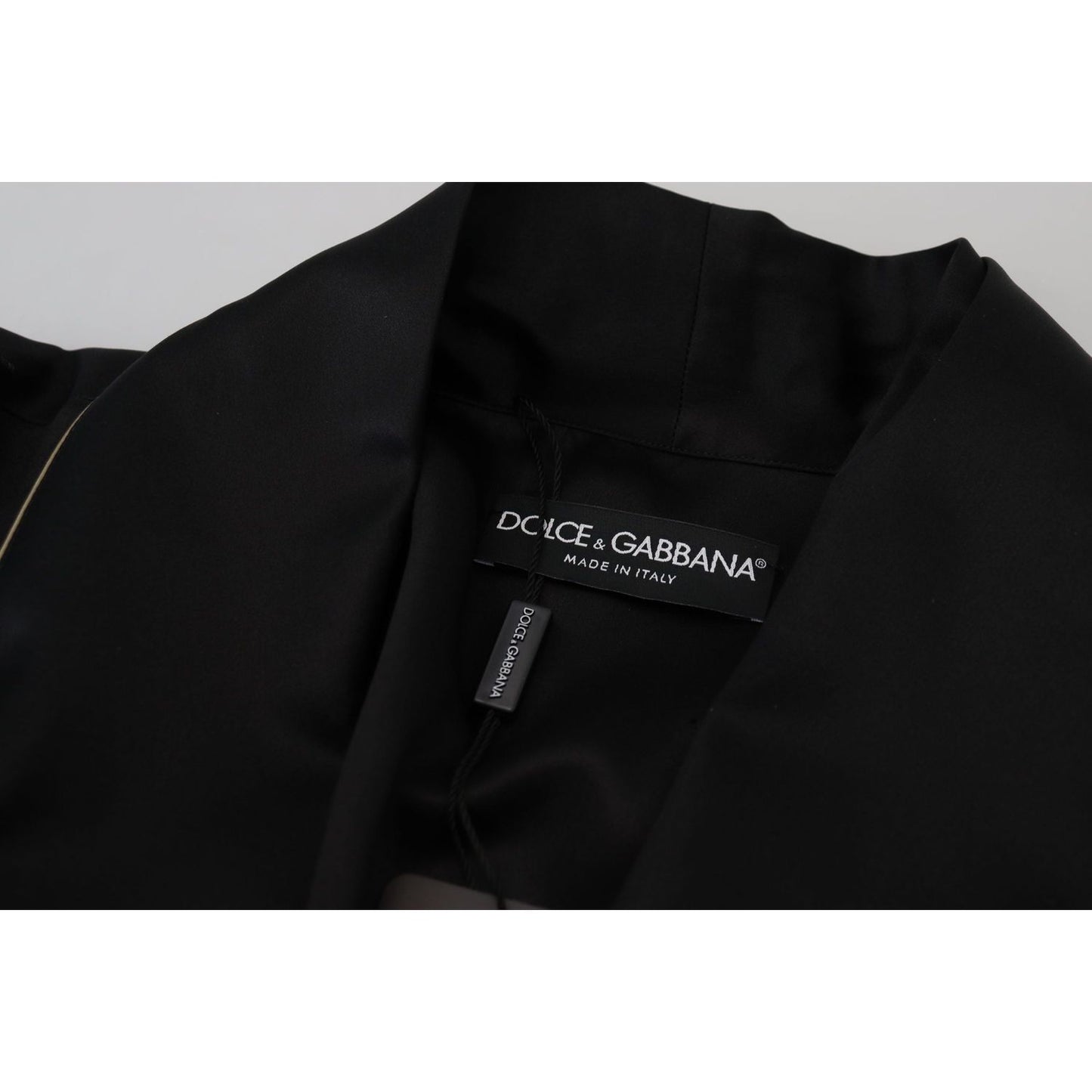 Dolce & Gabbana Elegant Black Silk Long Robe Coat Dolce & Gabbana