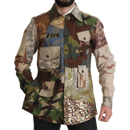 Dolce & Gabbana Multicolor Button Down Patchwork Shirt Dolce & Gabbana