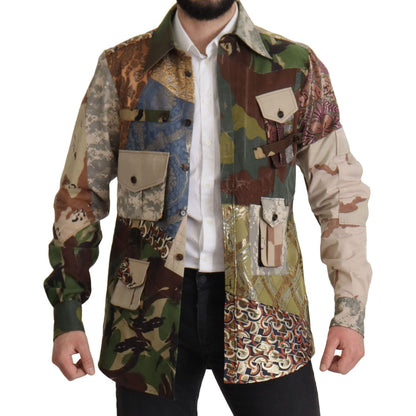 Dolce & Gabbana Multicolor Button Down Patchwork Shirt Dolce & Gabbana