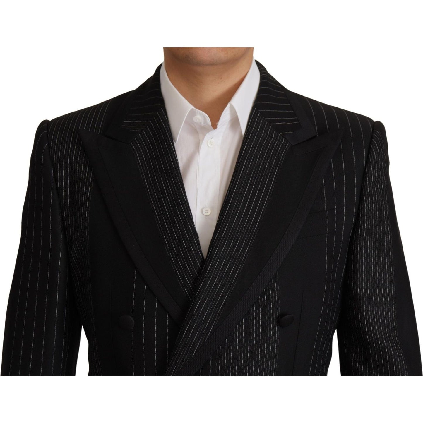 Dolce & Gabbana Elegant Black Striped Slim Fit Two-Piece Suit Dolce & Gabbana