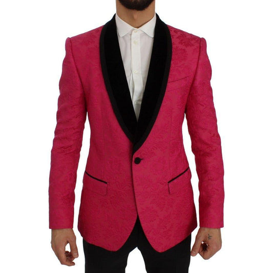 Dolce & Gabbana Pink Floral Brocade Slim Blazer Jacket