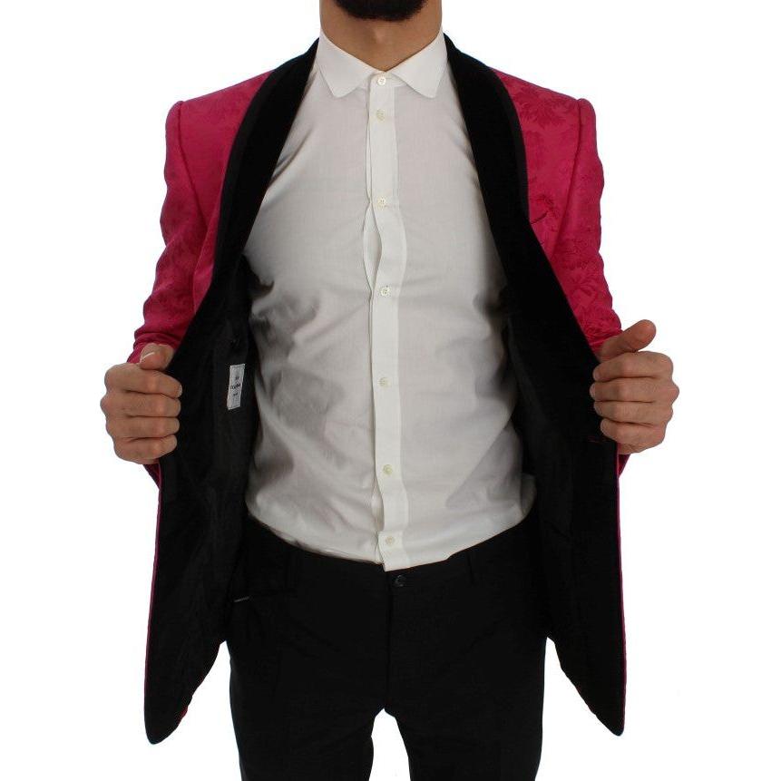 花卉锦缎单排扣西装外套