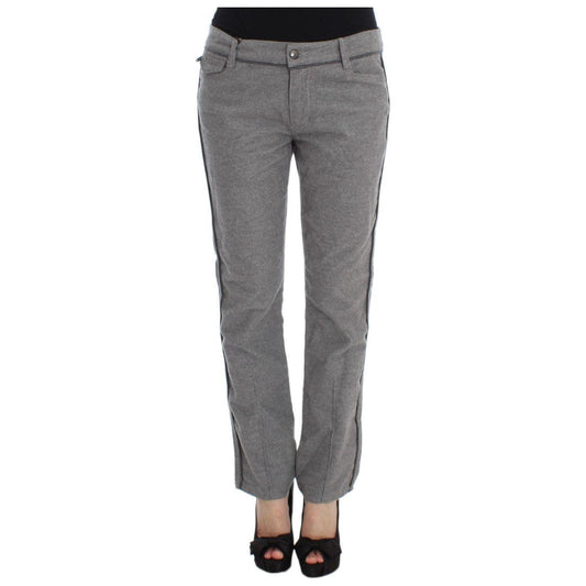 Ermanno Scervino Gray Cotton Straight Fit Casual Pants Ermanno Scervino