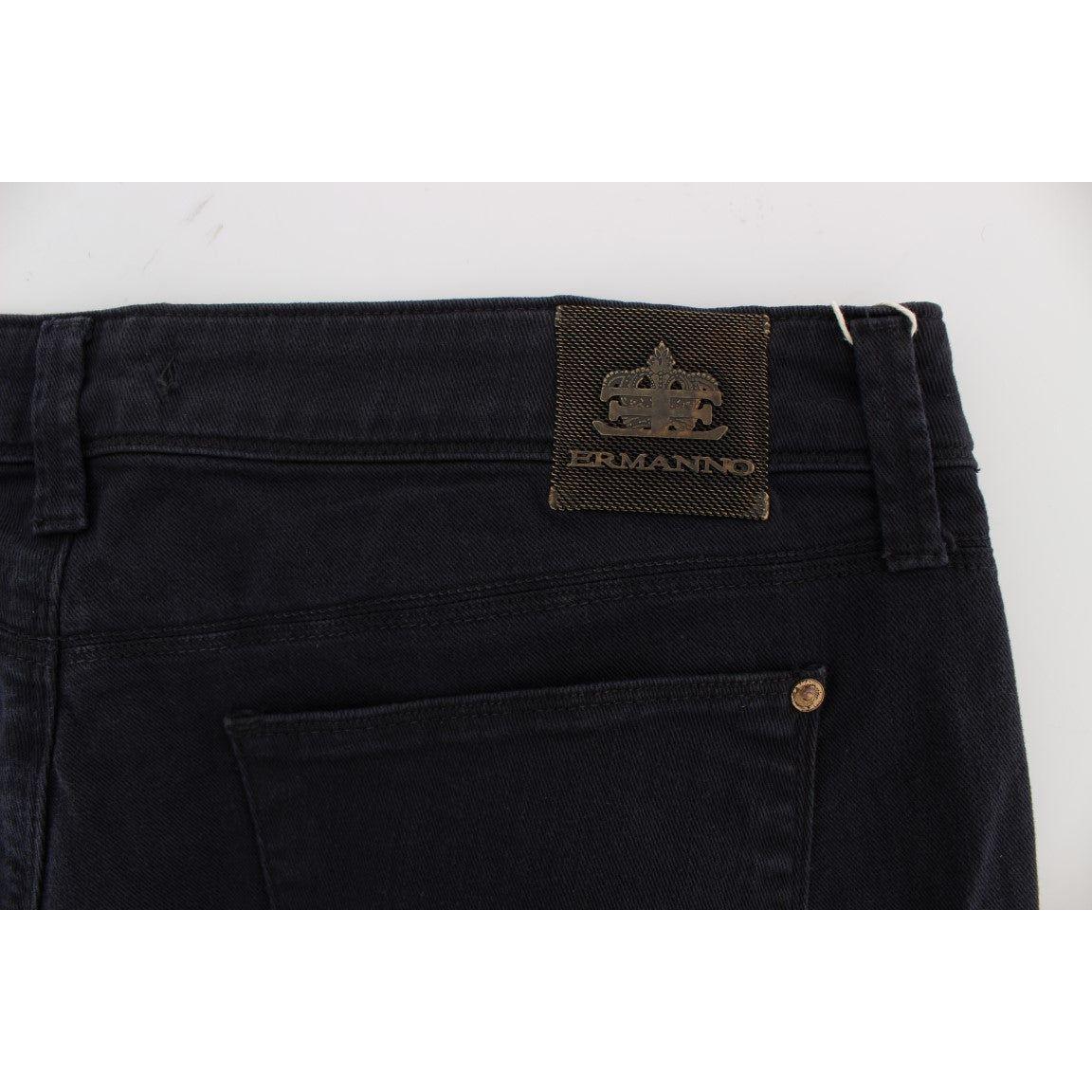 Ermanno Scervino Blue Cotton Blend Casual Fit Pants
