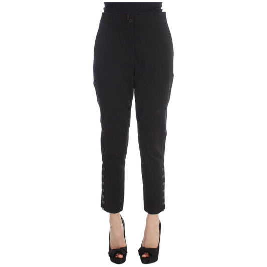 Ermanno Scervino Black Cotton Blend Capri Cropped Pants Ermanno Scervino