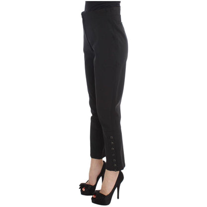 Ermanno Scervino Black Cotton Blend Capri Cropped Pants