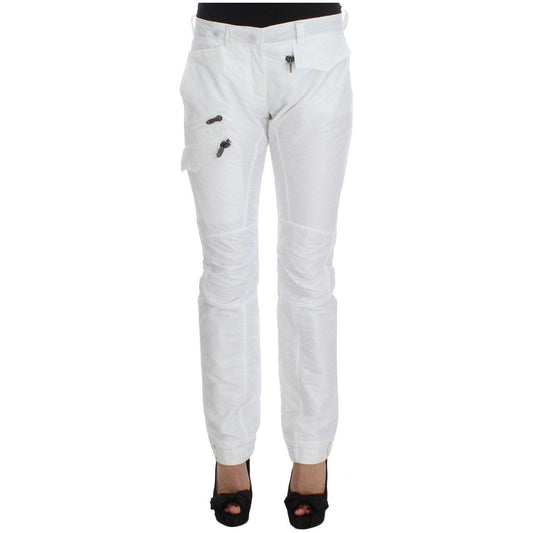 Ermanno Scervino White Nylon Padded Slim Fit Cargo Pants Ermanno Scervino
