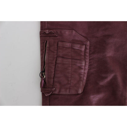 Ermanno Scervino Bordeaux Cotton Cropped Cargo Pants