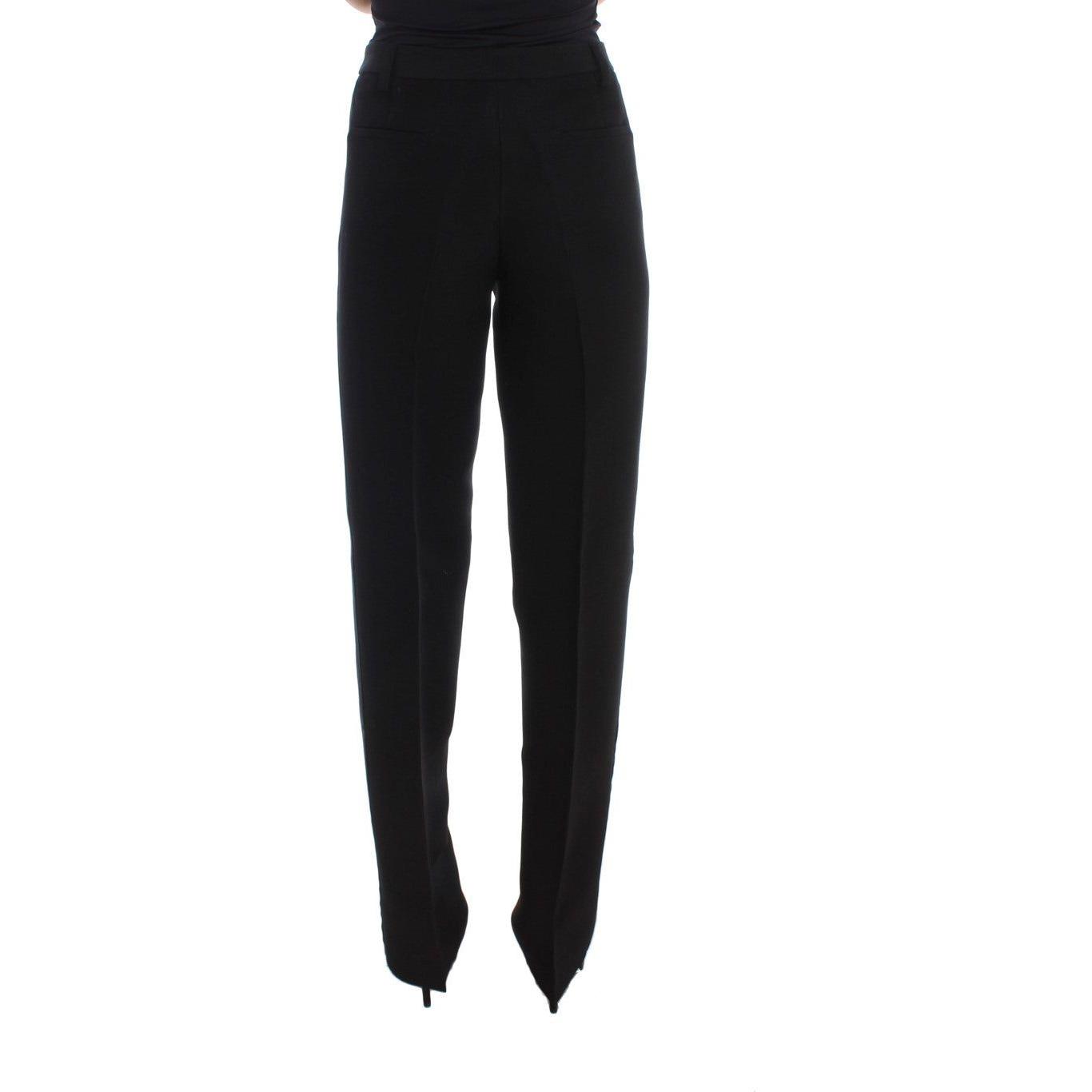 Ermanno Scervino Chic Black Wide Leg Silk Blend Jeans Jeans & Pants Ermanno Scervino