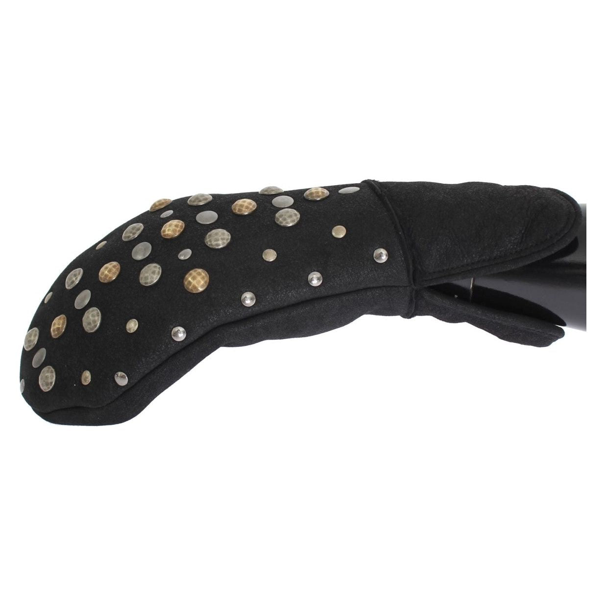 优雅铆钉灰色羊毛手套