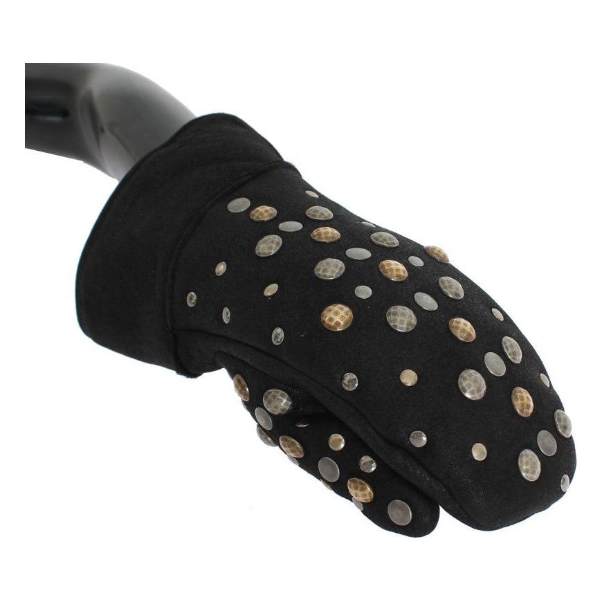 优雅铆钉灰色羊毛手套