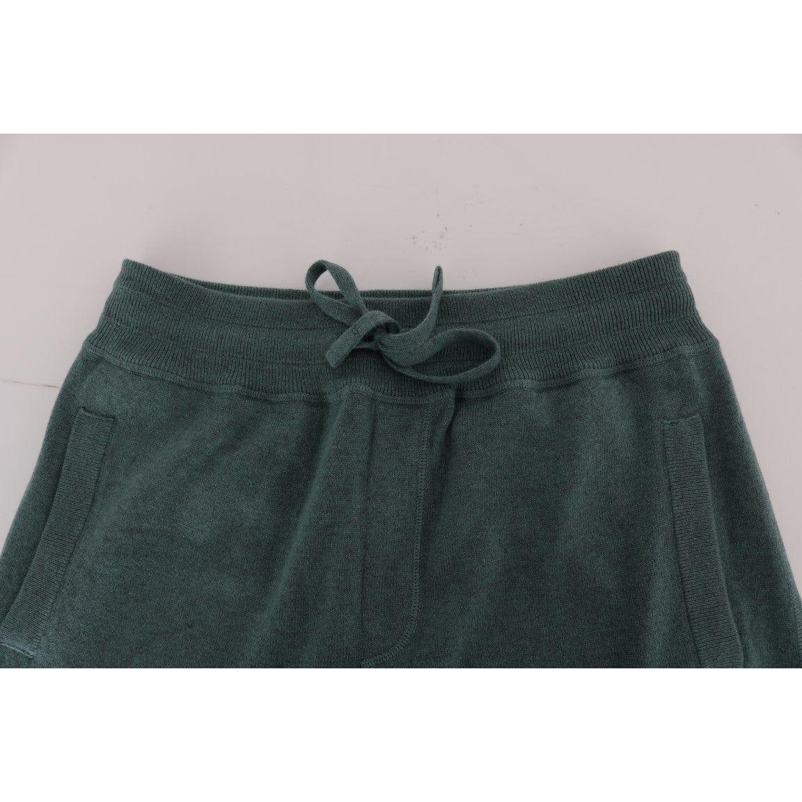 优雅绿色羊绒运动裤