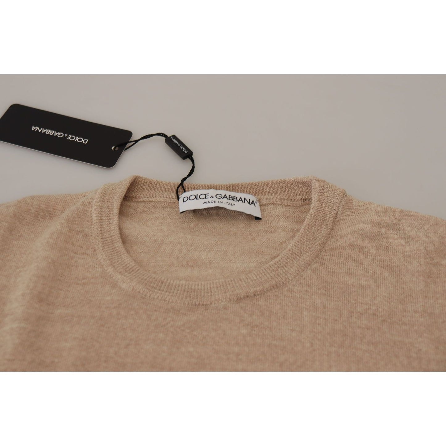 Dolce & Gabbana Elegant Beige Crewneck Wool Sweater Dolce & Gabbana