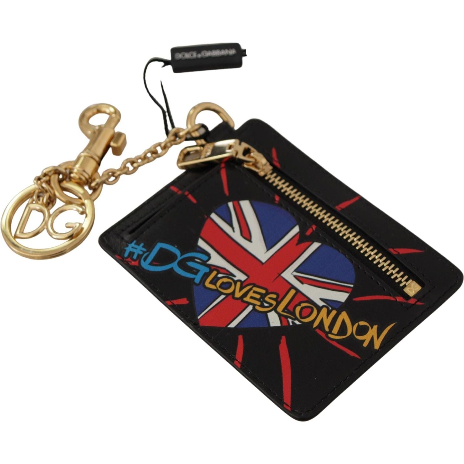 Dolce & Gabbana Black Leather #DGLovesLondon Keyring Cardholder Coin Case