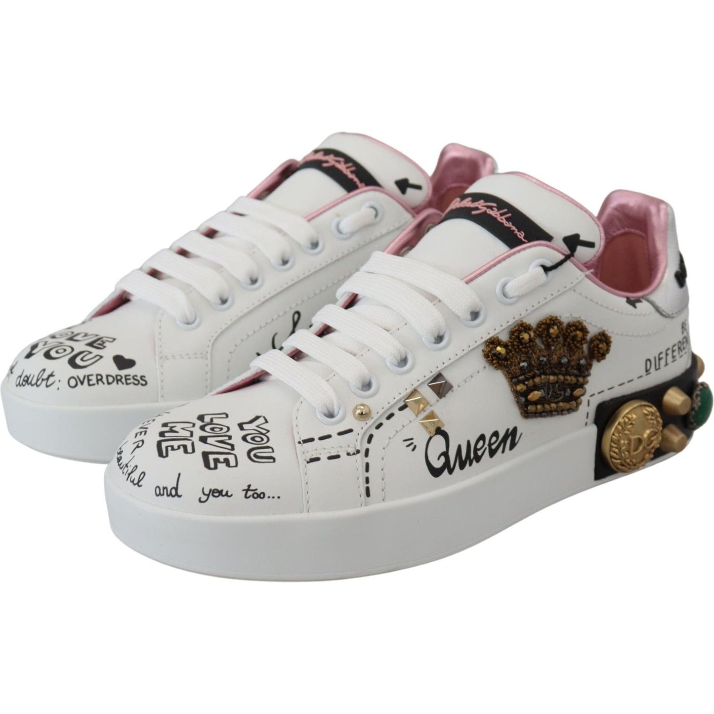 Dolce & Gabbana Queen Crown Chic Leather Sneakers Dolce & Gabbana