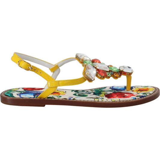 Dolce & Gabbana Majolica Crystal Embellished Leather Sandals Dolce & Gabbana