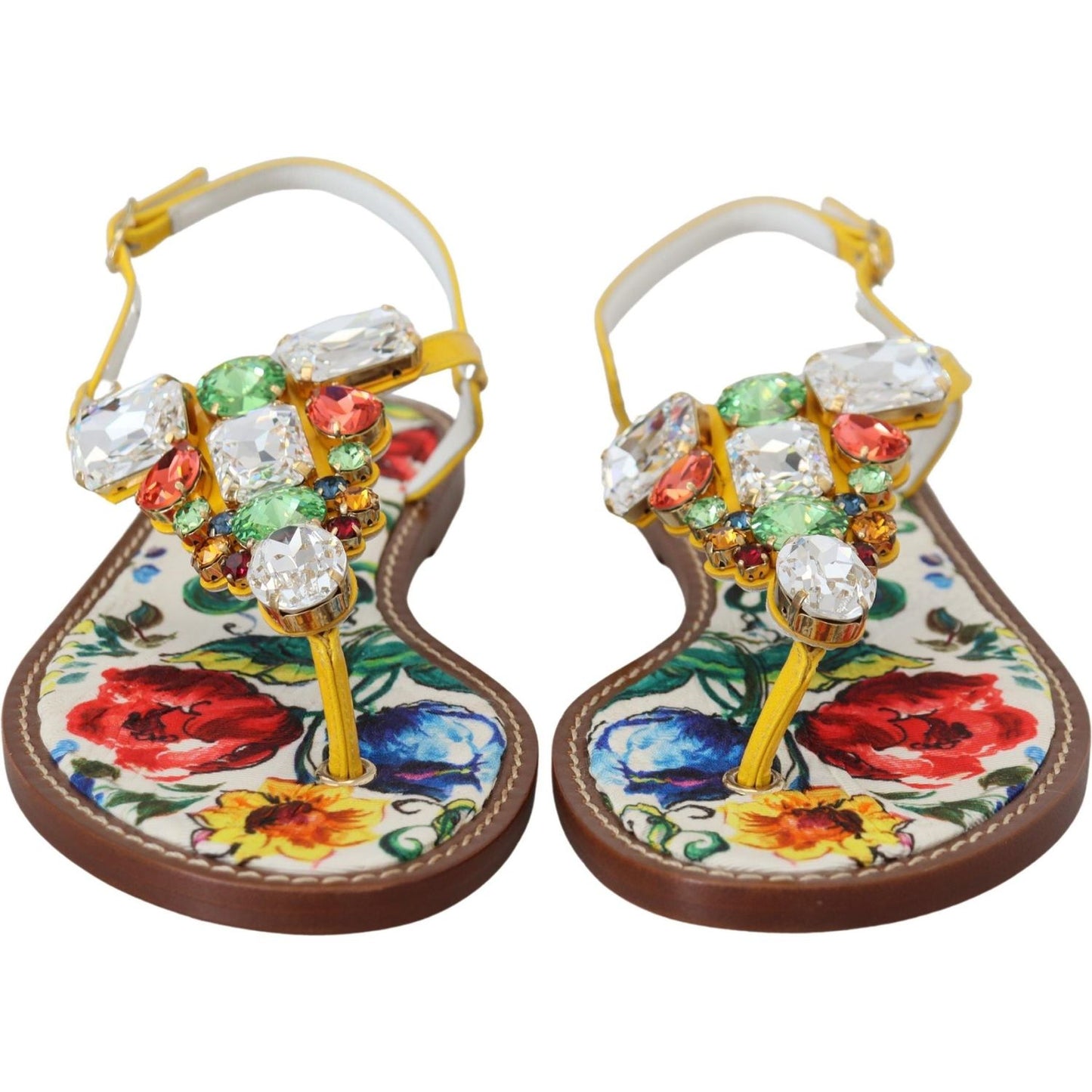 Dolce & Gabbana Majolica Crystal Embellished Leather Sandals Dolce & Gabbana