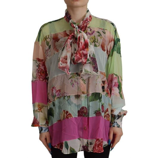 Dolce & Gabbana Elegant Floral Patchwork Silk Blouse Dolce & Gabbana