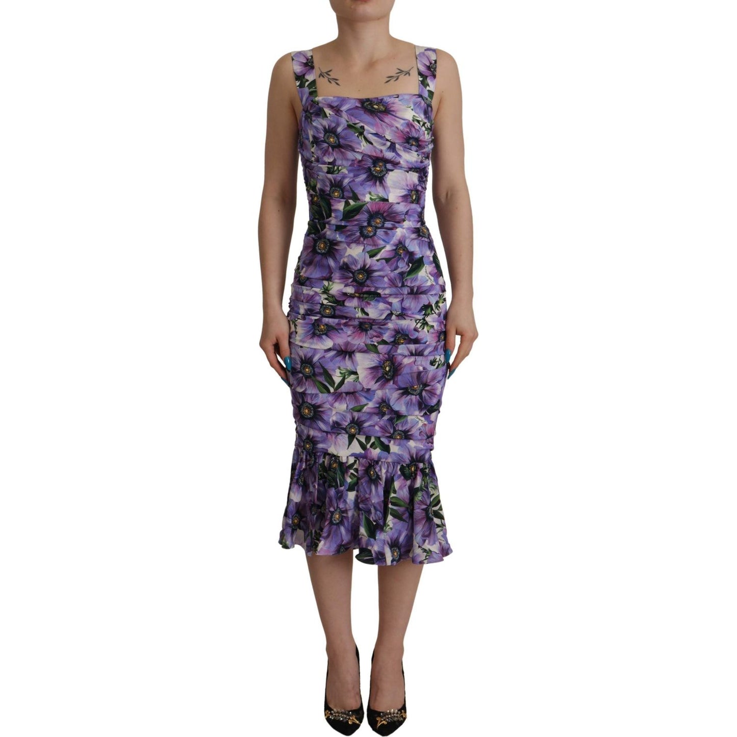 Dolce & Gabbana Floral Elegance Midi Sheath Dress Dolce & Gabbana