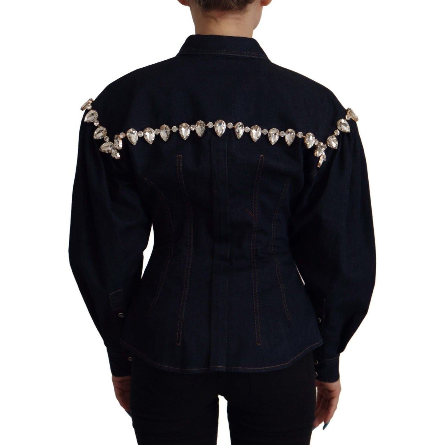 Dolce & Gabbana Elegant Crystal-Embellished Denim Jacket Dolce & Gabbana