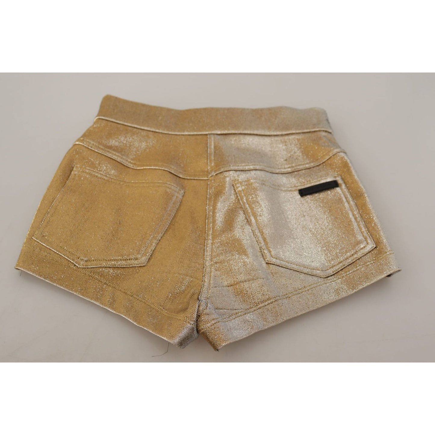 Dolce & Gabbana Gold Cotton Blend Glittered Hot Shorts 1728,21% Polyester,33% Nylon,5% Elastane,67345645728,Clothing,Dolce & Gabbana,Gold,IT38 | XS,Material: 41% Cotton,New with tags,Short and Mini - Shorts - Clothing,Shorts - Clothing,Shorts - Women - Cl