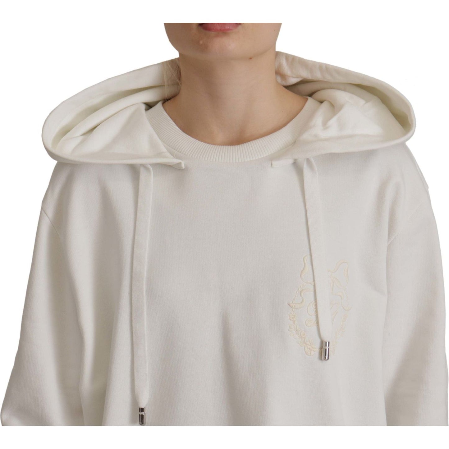 Dolce & Gabbana Chic White Hooded Pullover Sweater Dolce & Gabbana