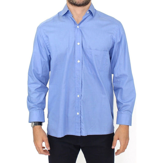 Ermanno Scervino Blue Cotton Dress Classic Fit Shirt Ermanno Scervino