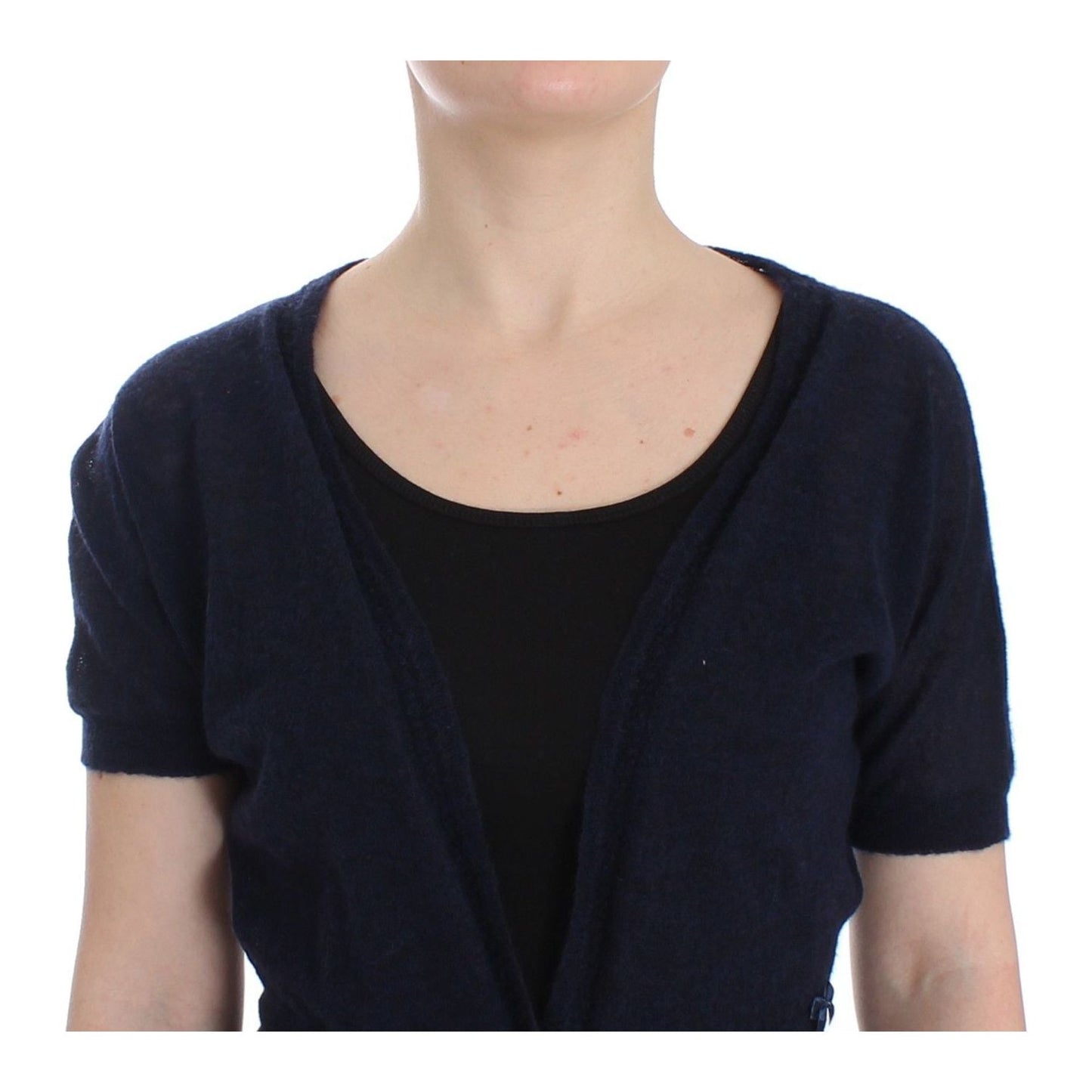 Ermanno Scervino Elegant Cropped Blue Alpaca Blend Sweater Ermanno Scervino