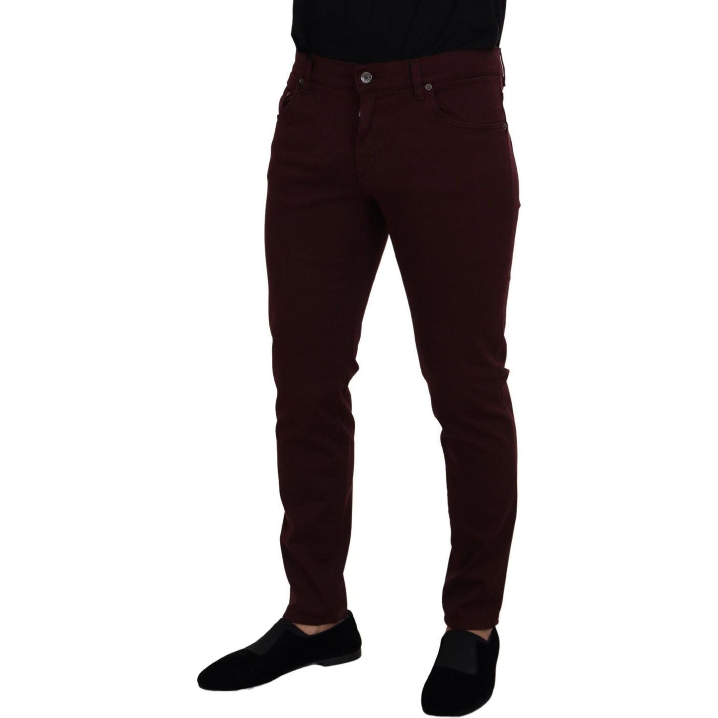 Dolce & Gabbana Slim Fit Bordeaux Jeans - Italian Luxury Dolce & Gabbana