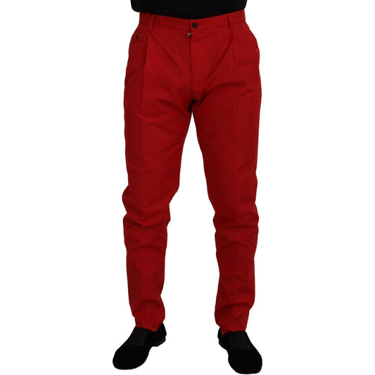 Dolce & Gabbana Elegant Slim Fit Crimson Chinos Dolce & Gabbana