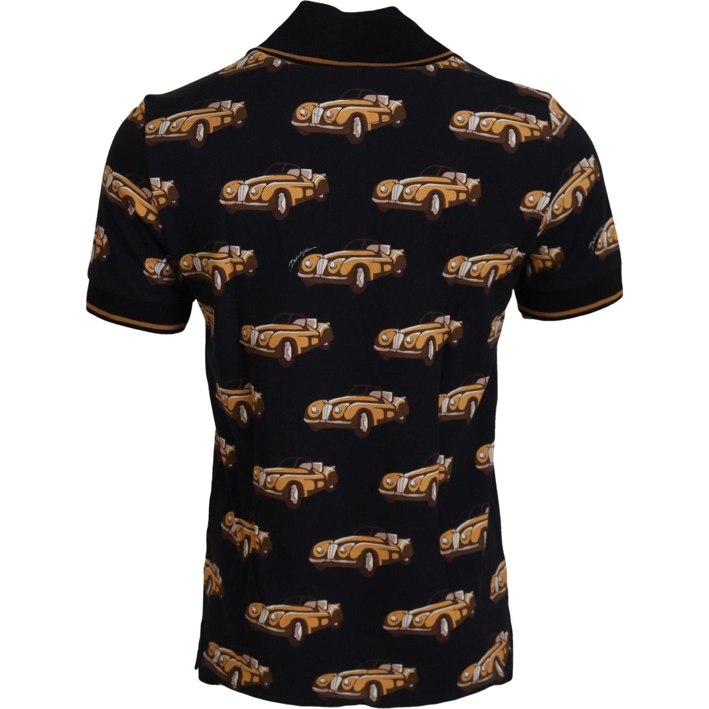 Dolce & Gabbana Elegant Car Print Polo T-Shirt in Black MAN T-SHIRTS Dolce & Gabbana