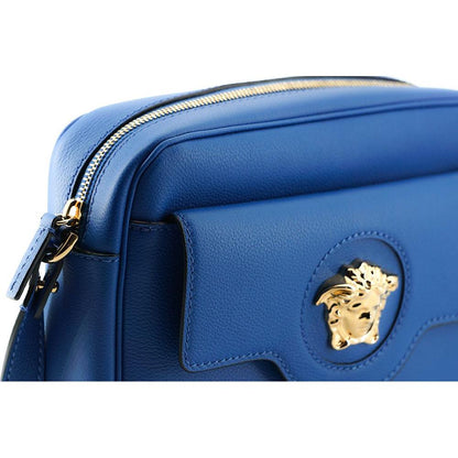 Versace Blue Calf Leather Camera Shoulder Bag