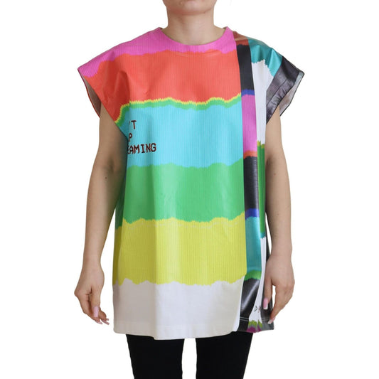 Dolce & Gabbana Multicolor TV Print Blouse Cotton T-shirt
