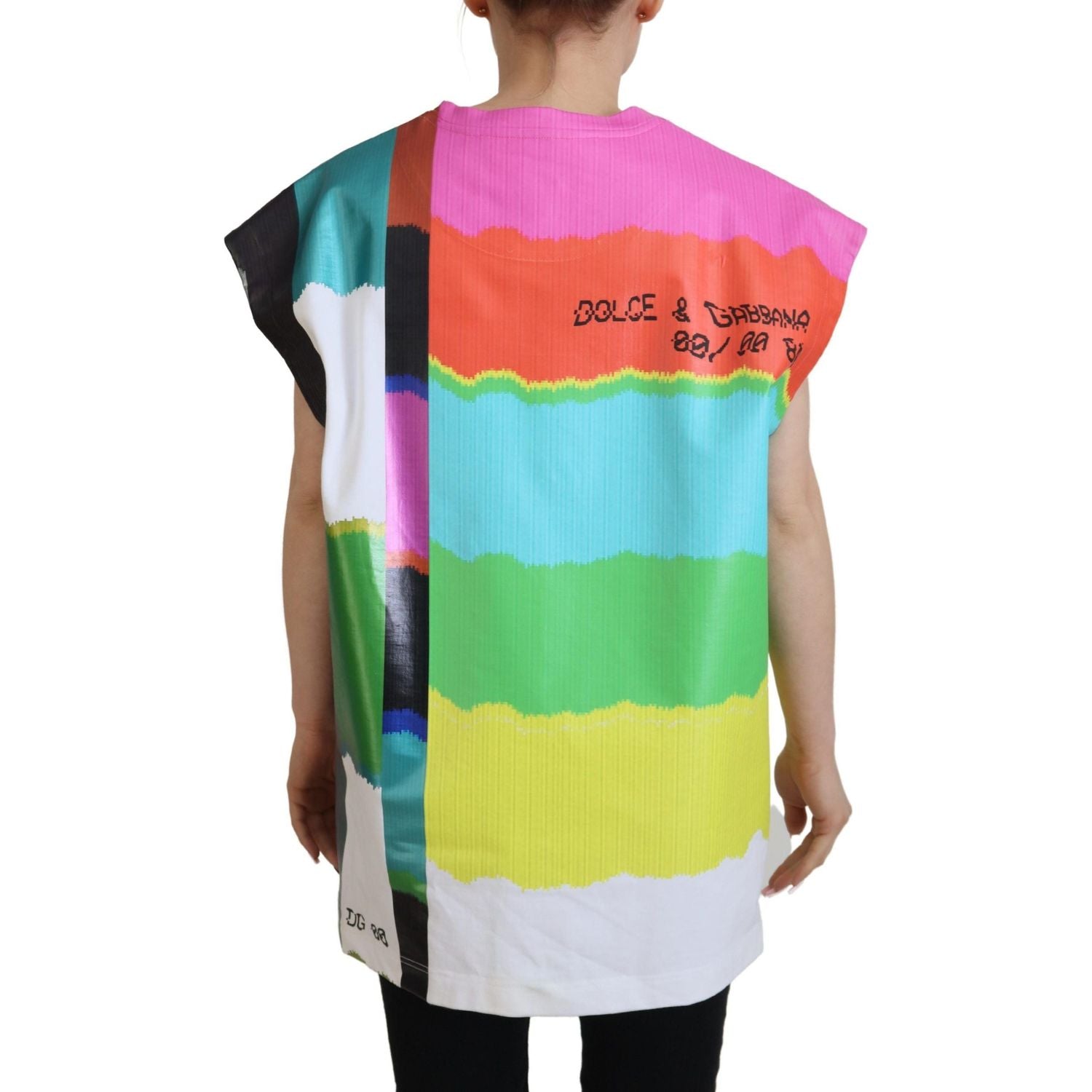 Dolce & Gabbana Multicolor TV Print Blouse Cotton  T-shirt