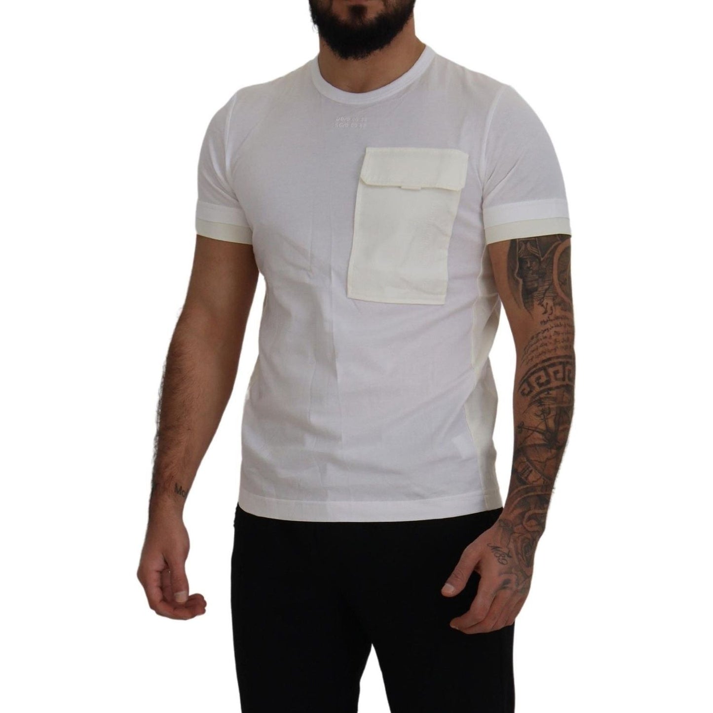 Dolce & Gabbana Elegant White Cotton Tee with DG Chest Pocket Dolce & Gabbana