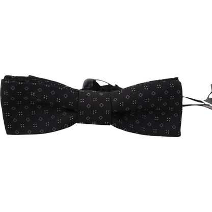Dolce & Gabbana Black Pattern Silk Adjustable Neck Papillon Bow Tie Dolce & Gabbana