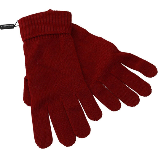 Dolce & Gabbana Elegant Red Cashmere Winter Gloves Dolce & Gabbana