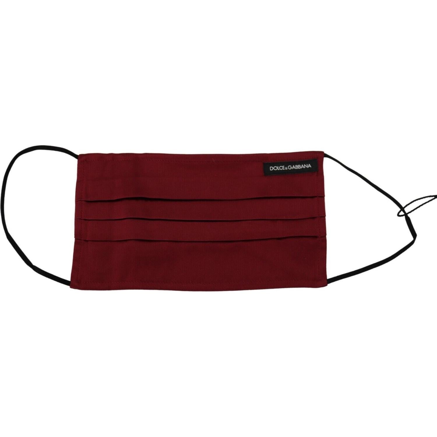 Dolce & Gabbana Maroon Silk Pleated Elastic Ear Strap One Size Face Mask