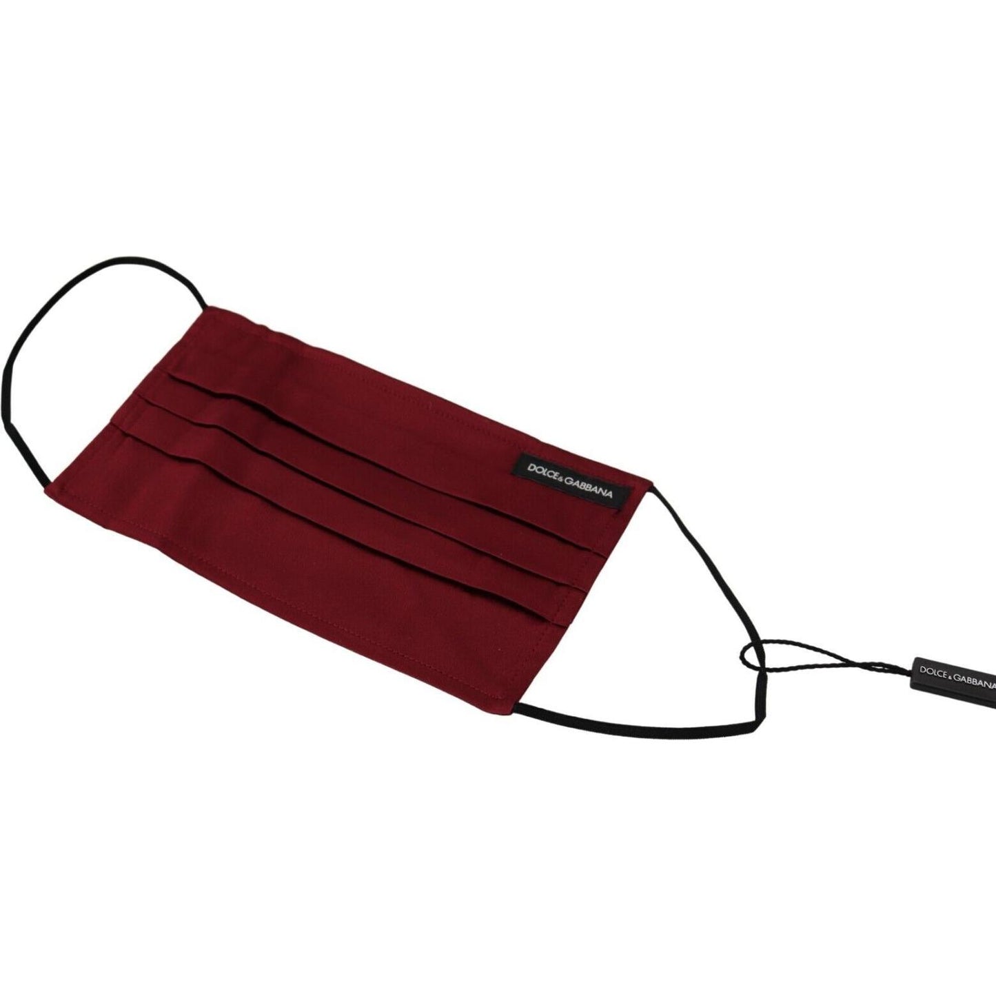 Dolce & Gabbana Maroon Silk Pleated Elastic Ear Strap One Size Face Mask Dolce & Gabbana