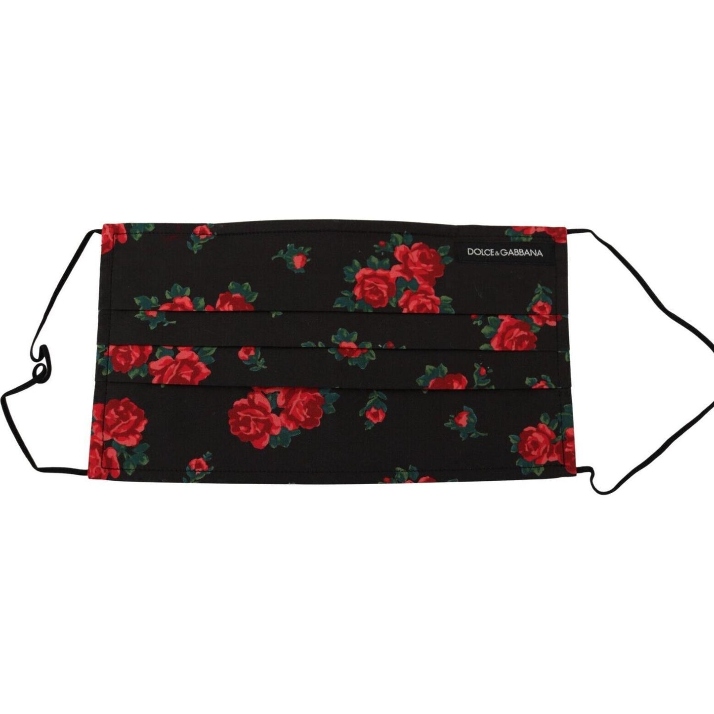 Dolce & Gabbana Black Floral Pleated Elastic Ear Strap One Size Face Mask Dolce & Gabbana