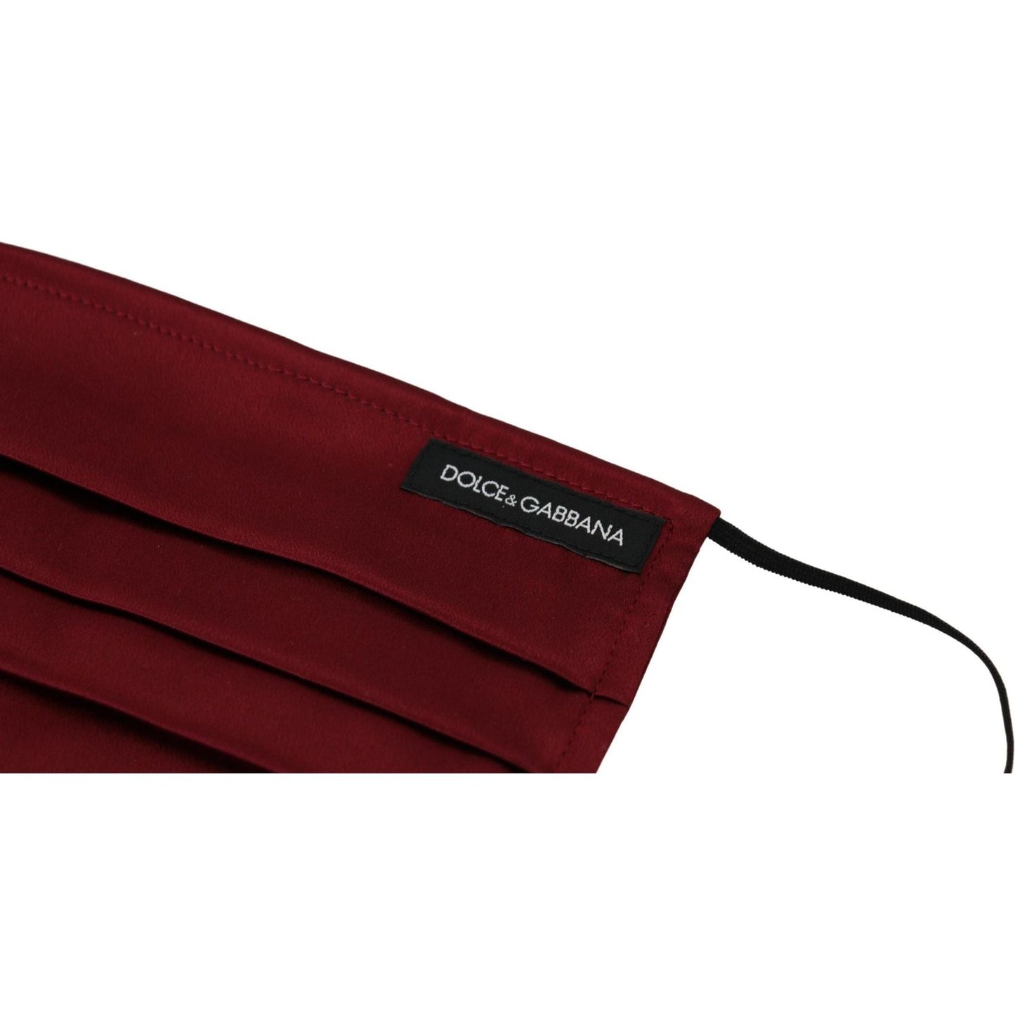 Dolce & Gabbana Maroon Silk Pleated Elastic Ear Strap One Size Face Mask Dolce & Gabbana