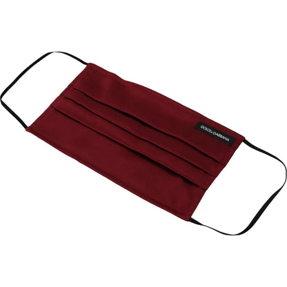 Dolce & Gabbana Maroon Silk Pleated Elastic Ear Strap One Size Face Mask Dolce & Gabbana