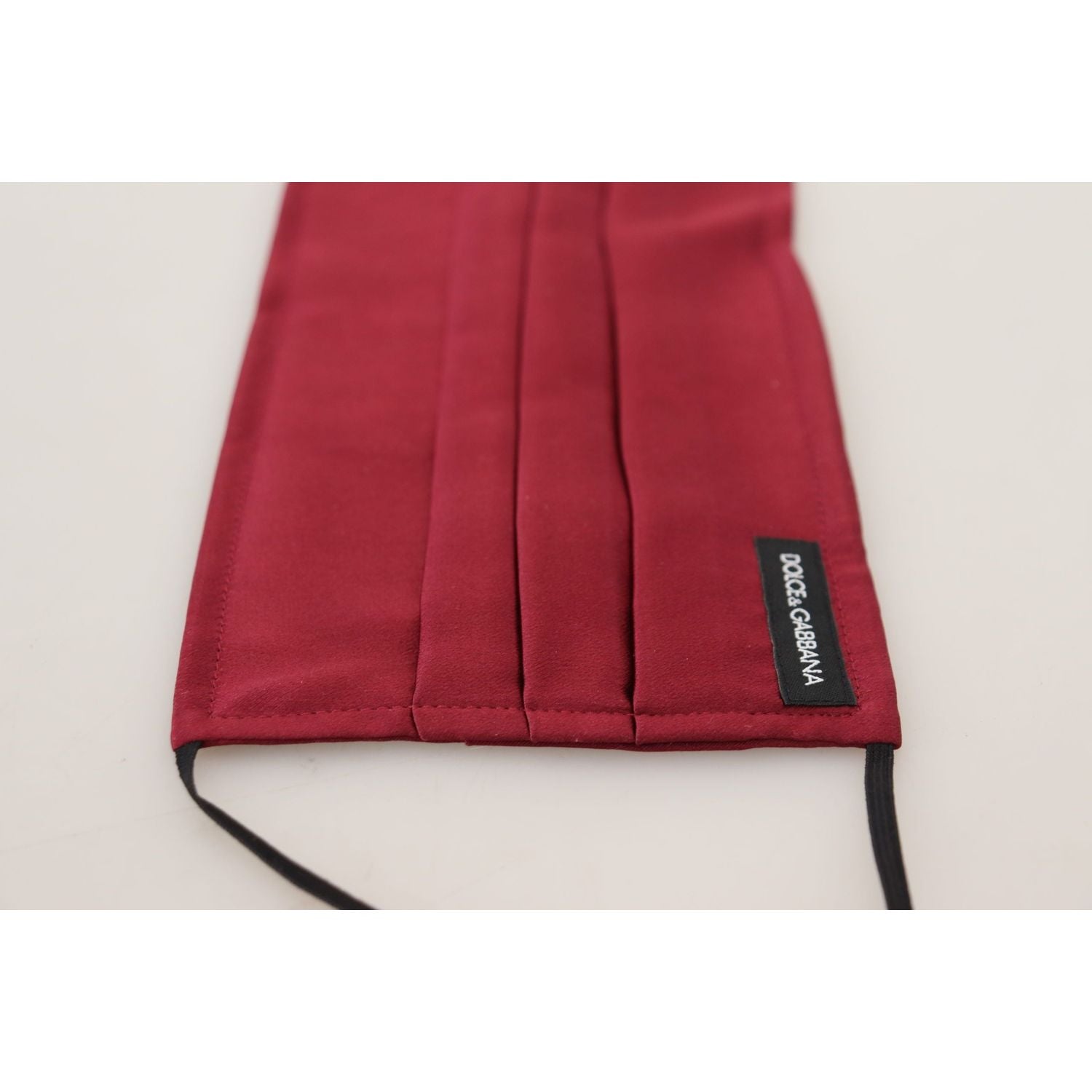 Dolce & Gabbana Maroon Silk Pleated Elastic Ear Strap One Size Face Mask