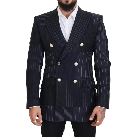 Dolce & Gabbana Elegant Navy Slim-Fit Double Breasted Blazer Dolce & Gabbana