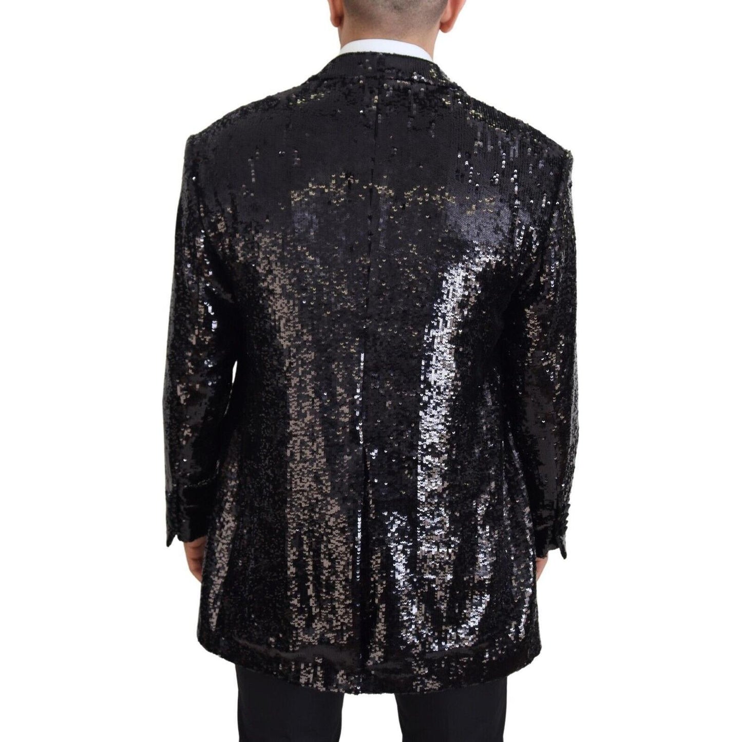 Dolce & Gabbana Black Sequined Cow Pattern Nylon Blazer Dolce & Gabbana